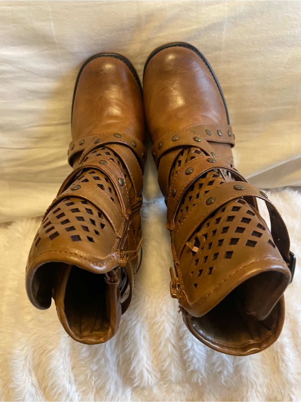 Women’s brown Leather Buckle Ankle Boots